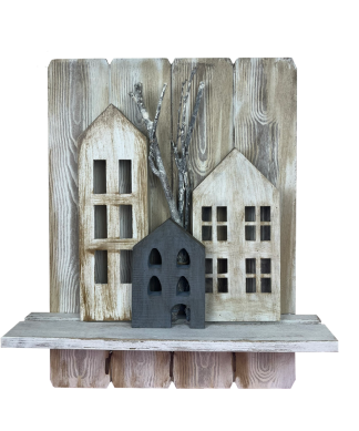 Cuadro casita madera